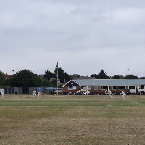 Bridgnorth CC pavilion in the background
