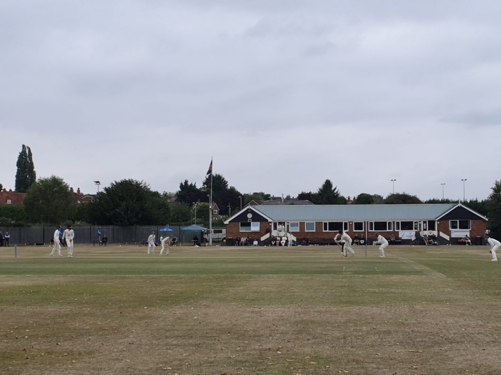 Bridgnorth CC pavilion in the background