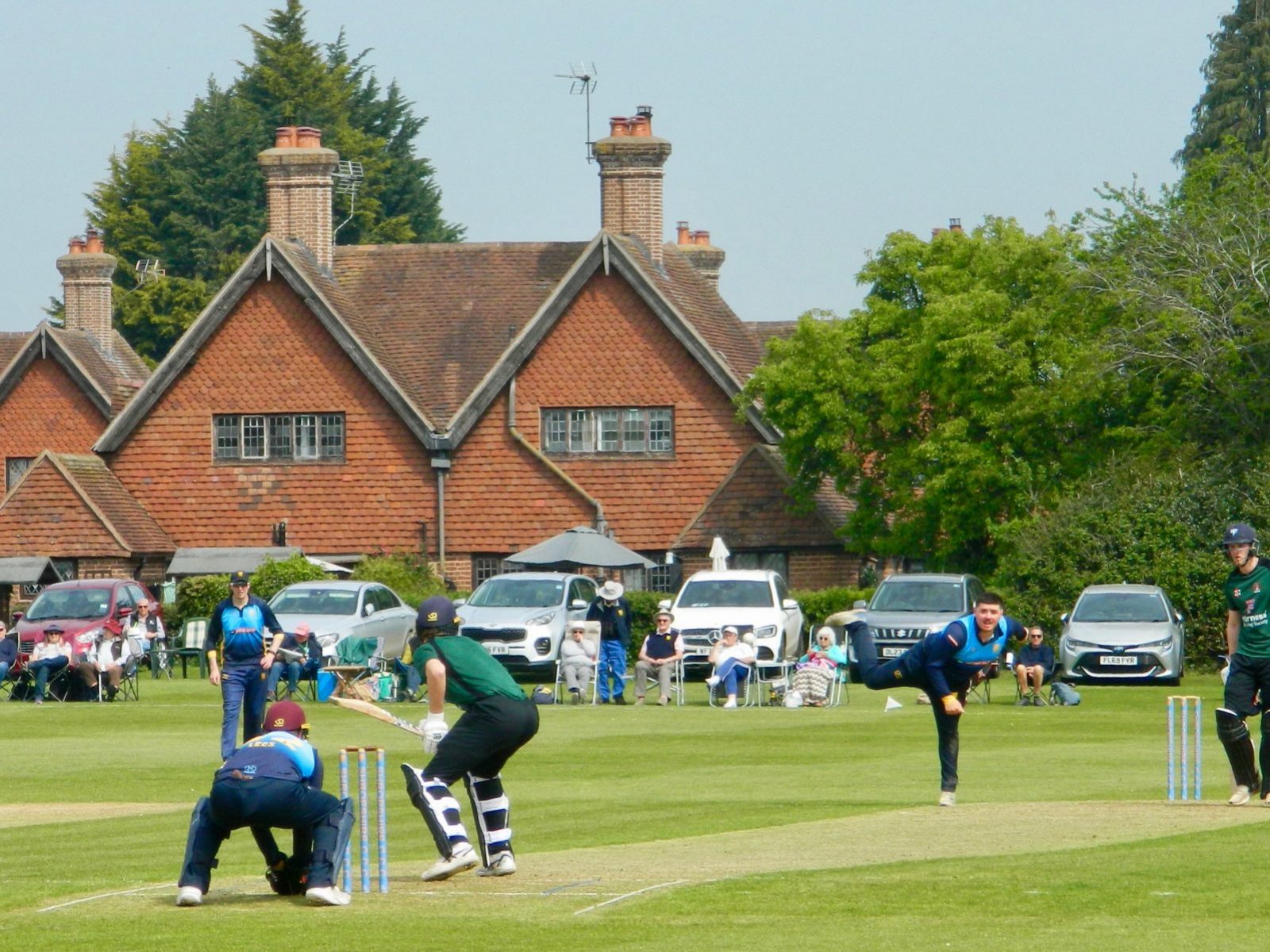Joe Stanley bowling against Cumbria at Bridgnorth