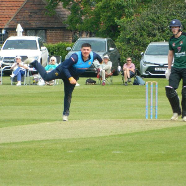 Joe Stanley bowling against Cumbria at Bridgnorth