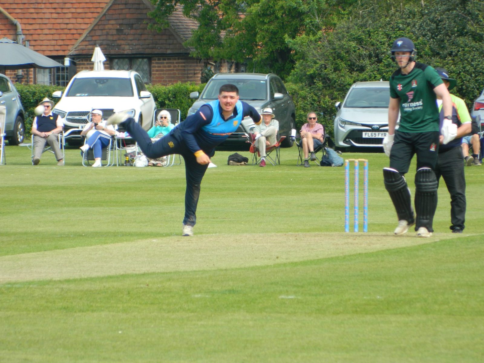 Joe Stanley bowling against Cumbria at Bridgnorth