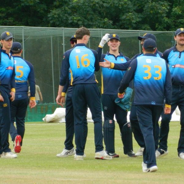 Shropshire players after taking a wicket against Stafordshire