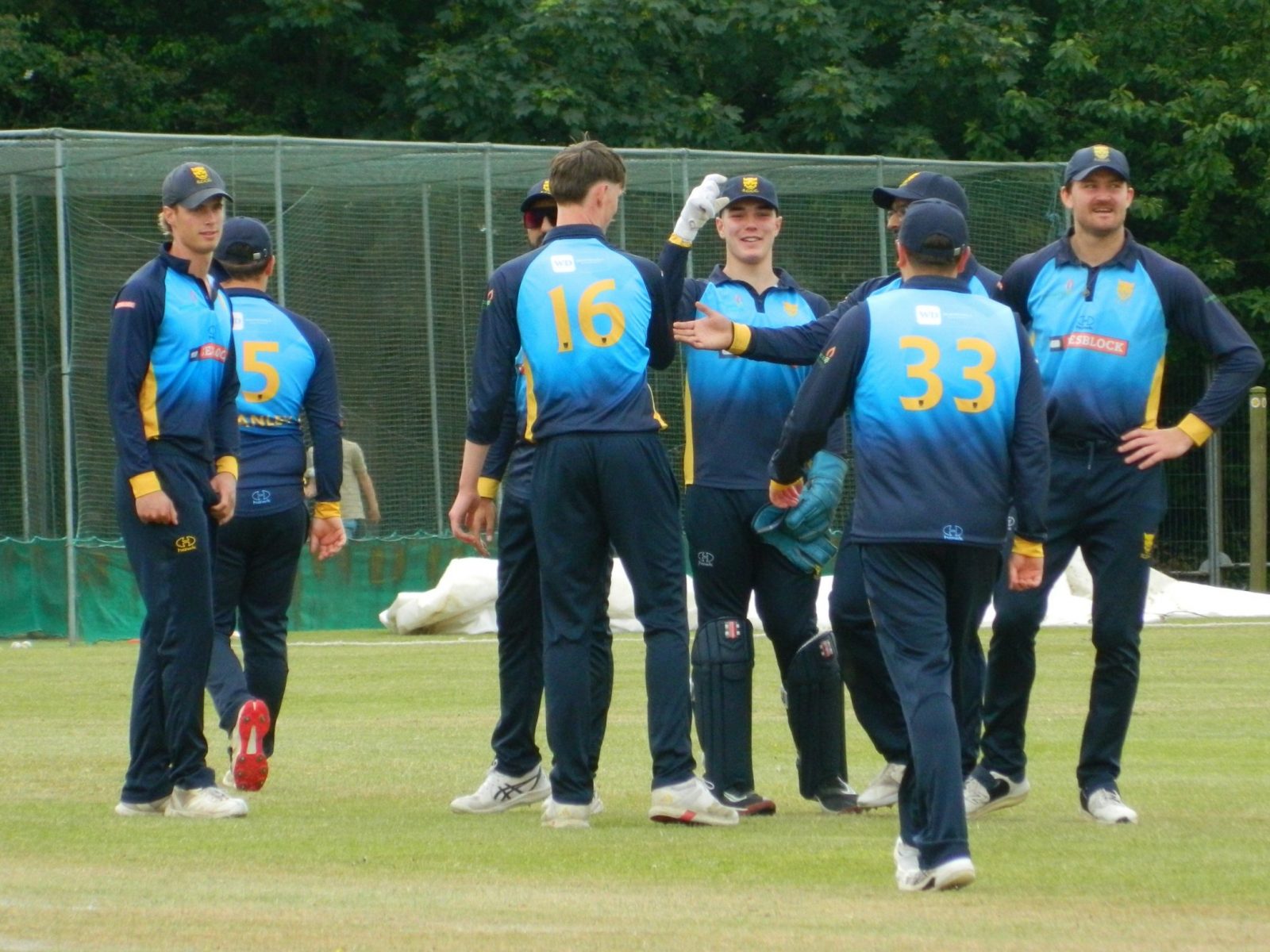Shropshire players after taking a wicket against Stafordshire