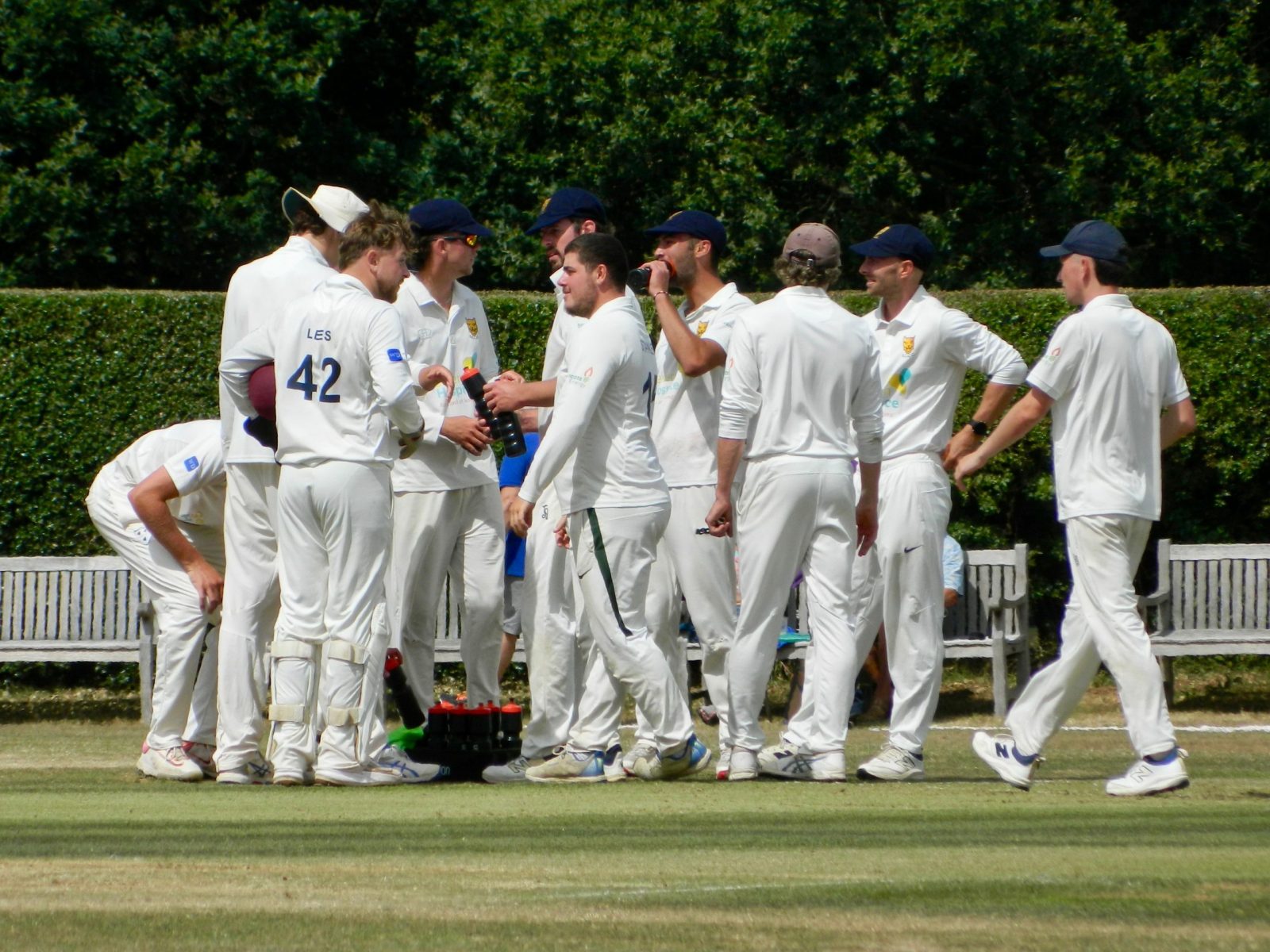 The Shropshire players after taking a wicket in their last Championship match against Cheshire at Nantwich earlier this month.